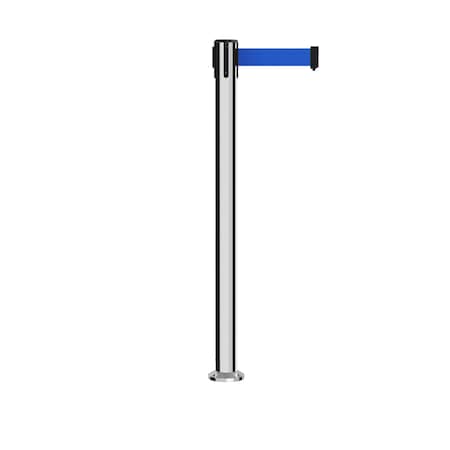 Stanchion Belt Barrier Fixed Base Pol.Steel Post 7.5ftBlue Belt